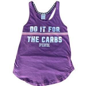 PINK VICTORIA’S SECRET PURPLE GIRLS TANK TOP DO IT FOR THE CARBS SIZE XS